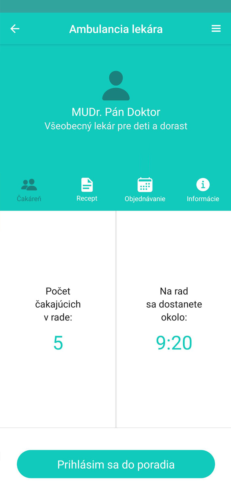 eČakáreň mobilná aplikácia